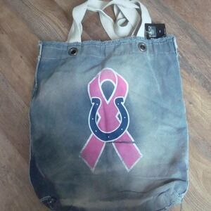 INDIANAPOLIS COLTS JEAN CANCER 14X18‎ BAG PURSE VINTAGE ZIPPER L4